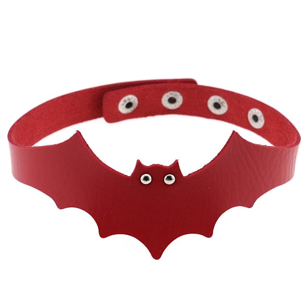 Pu läder Bat Wing krage, krage rem nyckelben halsband red