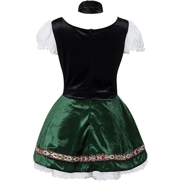 Naisten Oktoberfest-asu, Halloween saksalainen baijerilainen samettinen Dirndl-mekko Green X Large