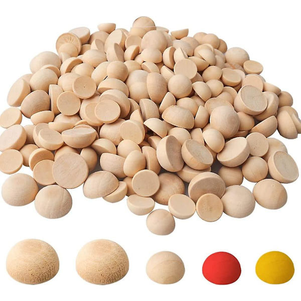400 kpl 12&15 mm Puolikkaita Puuhelmiä, Puolikkaita Puupalloja, Puolikkaita Askartelupalloja, Viimeistelemättömiä Halkaistuja Puuhelmiä Tonttujen Nenille, Maalaa DIY Askartelulelu Kodin Koristelu Ha