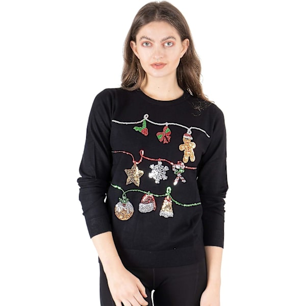 Juletrøjer til kvinder Sweatshirts med pailletter Jingle Bells og Hohoho Mops Fru Claus Julejumper