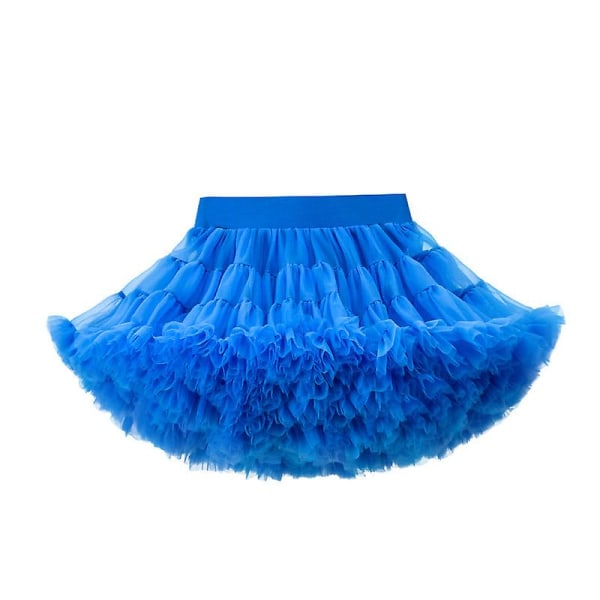 Baby flickor tyll tutu kjol ballerina pettiskirt fluffiga barn balett kjolar för fest dans prinsessa flicka tyll kläder 1-10y Cretin blue M size height 105-120cm