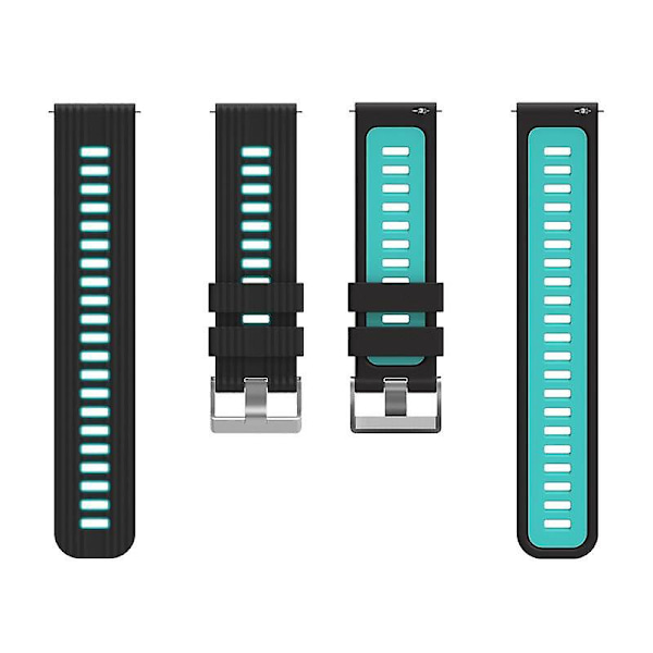 20mm Silikon Sportrem For Samsung Galaxy Watch6 40/44mm/Watch 4/5 40/44mm /5 Pro 45mm Dobbelt Farge Black  Cyan