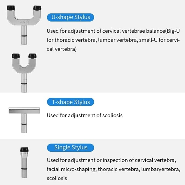 Kiropraktikverktyg, ryggmassageapparat, 3 nivåer manuell ryggmassage elektrisk ryggradsjusterare justeringsverktyg med fyra massagehuvuden