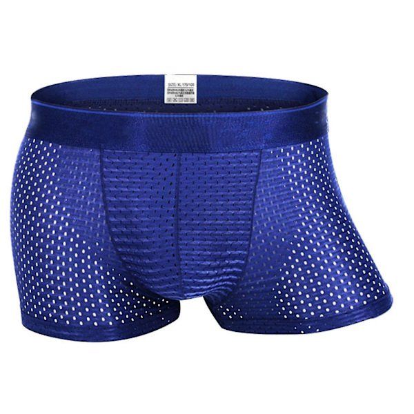 Män Boxershorts Underkläder Mesh Andas Bekväma Kalsonger Män Boxershorts Herrtrosor Dark Blue 2XL