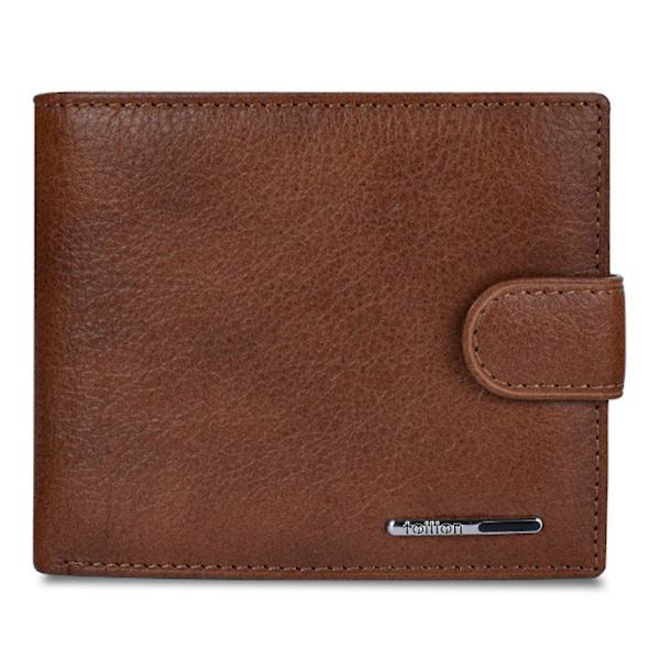 Hasp Design Läder Herr Kort Kontanter Hållare Kort Plånbok Light Coffee