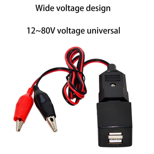 USB-lader Dobbel Port 12V-80V E-sykkel 5V 2.1A Hurtiglading USB Strømadapter