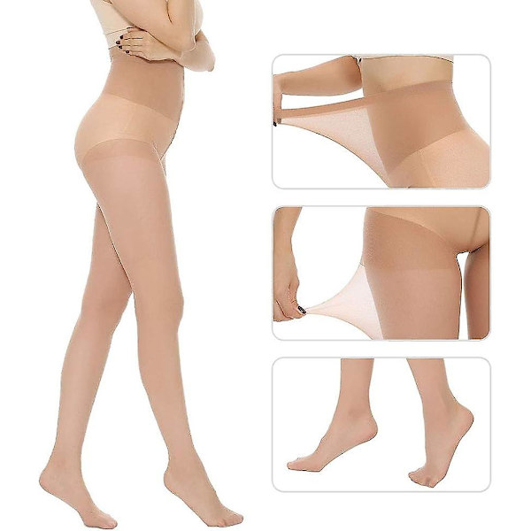 Naisten Everyday Energy 6 kpl Musta Beige Silkki Ohuet Pehmeät Sukkahousut 20 Denieriä Natural Nude L