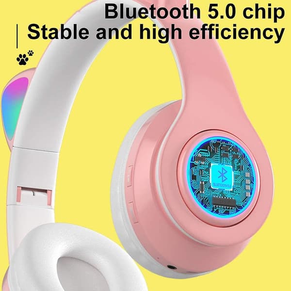 Bluetooth Hovedtelefoner Katteøre Trådløs, Bluetooth Headset, Lysende Ørepropper,