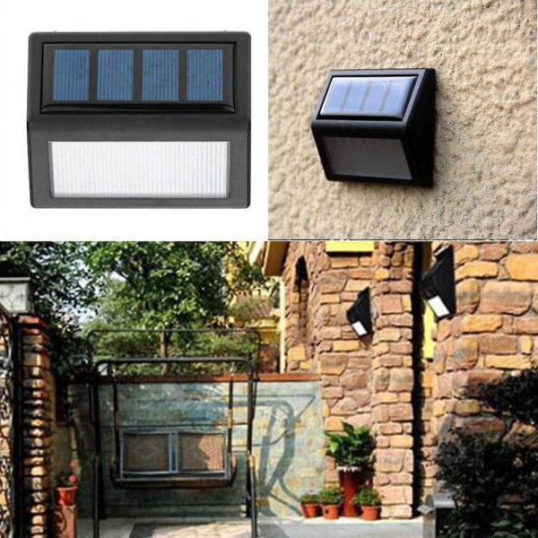 2-pack utomhussolljus, 6 led solcellslampor Trädgårdsbakdörr steg säkerhetsljus white light