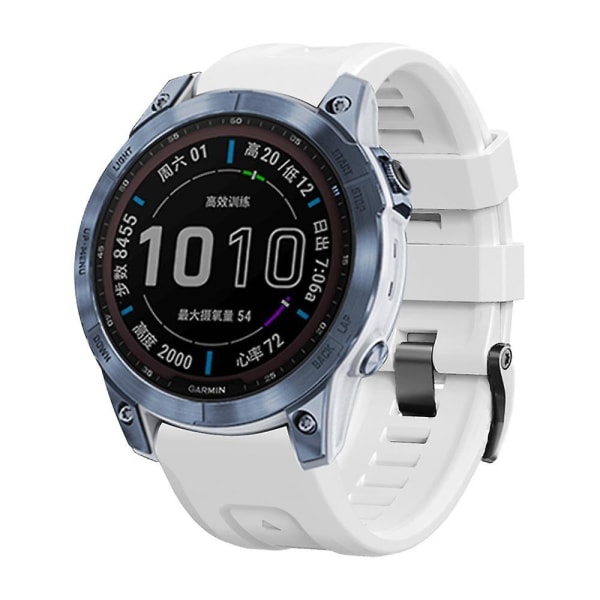 Silikonarmband för Garmin Tactix 7 Pro/Fenix 7X/Fenix 6X Pro 26mm handledsband med svart spänne White