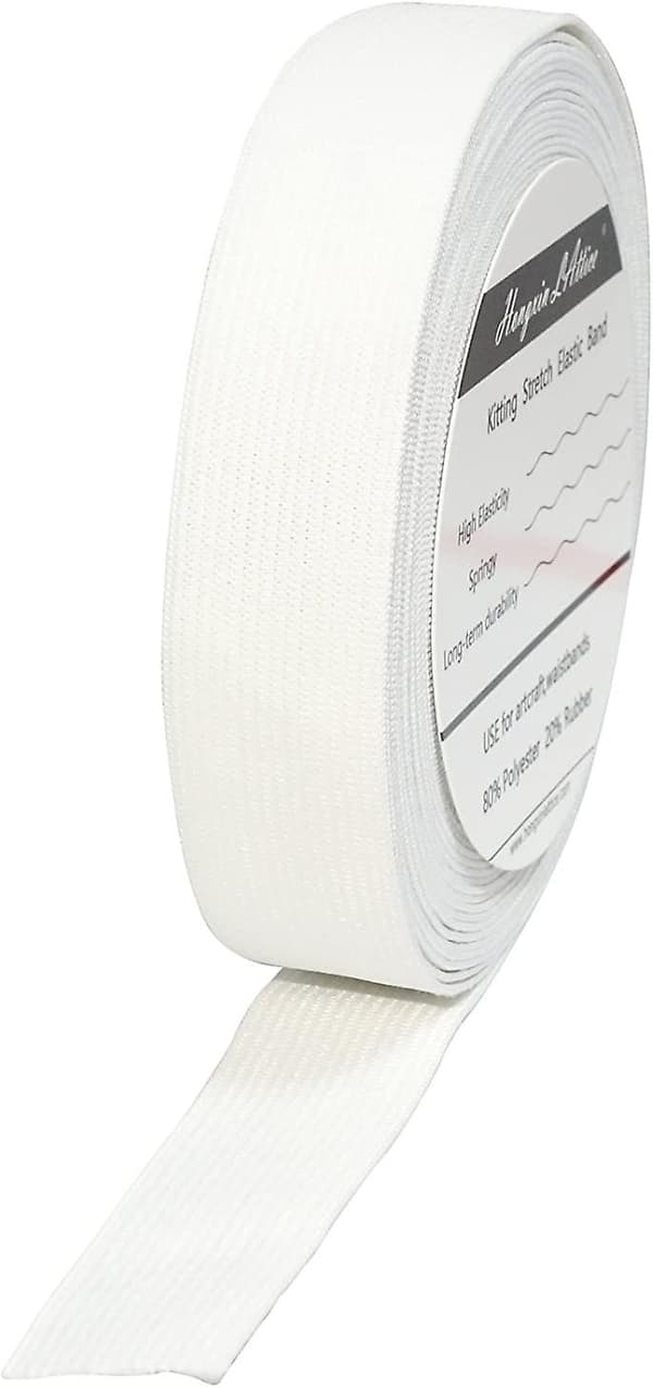 1\" Bred 10 Meter Lang Hvit Fjærende Strikk Elastisk Bånd Spole Med Høy Elastisitet