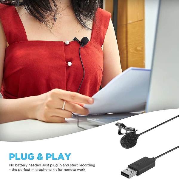 USB Lavalier Mikrofon 4m Kabel Plug and Play Mic för Vlogging Live Streaming