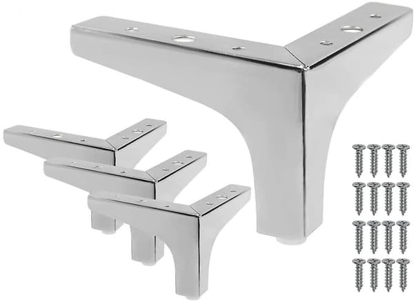 4 stk. 7 tommer møbelben, moderne møbelsofaben i metal, mat sort