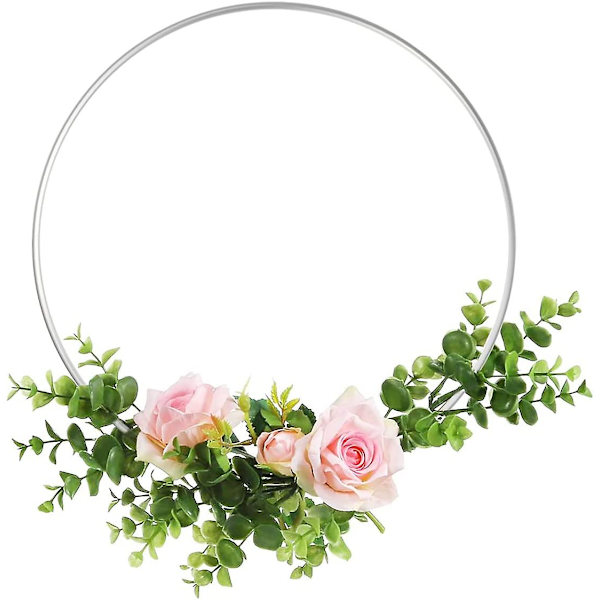 10 st 12 tum stora silver metall blomsterkrans makramé ringar för festivaldekorationer, bröllopskrans dekor, drömfångare och makramé W
