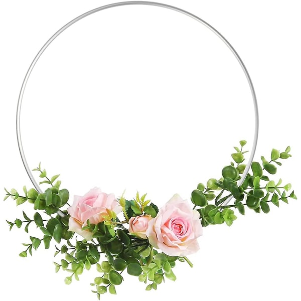 10 Stk. 12 Tommers Store Sølv Metall Blomsterkrans Makrame Ringer For Festivaldekorasjoner, Bryllupskransdekor, Drømmefanger Og Makrame W