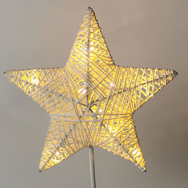 Dekorativ bordslampa, julstjärna nattlampa lindad bomullstråd varm LED-lampa för sovrum, batteridriven lampa för bord sladdlös jul