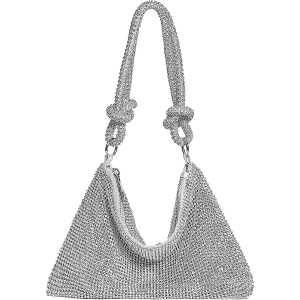 Rhinestone Handväska Kvinnor Kväll Glitter Sparkly Mini Bag Silver