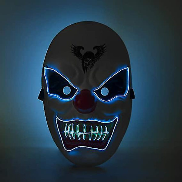 Halloween LED Clown Mask, Läskig Luminous Joker Mask, Halloween Jul Karneval Kostym Cosplay Fest Mask