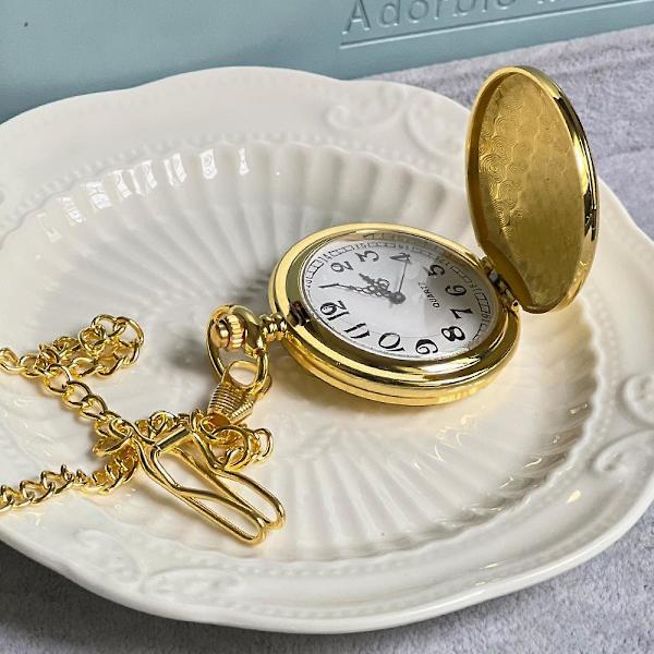 Glat Vintage Lommeur med Kæde (Guld)