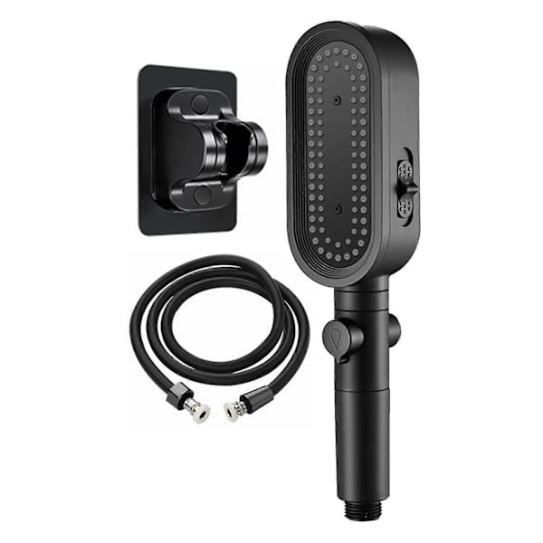 Mikrofonforsterkende dusjhode, multifunksjonelt universelt dusjhode, baderomstilbehør Black Shower Head