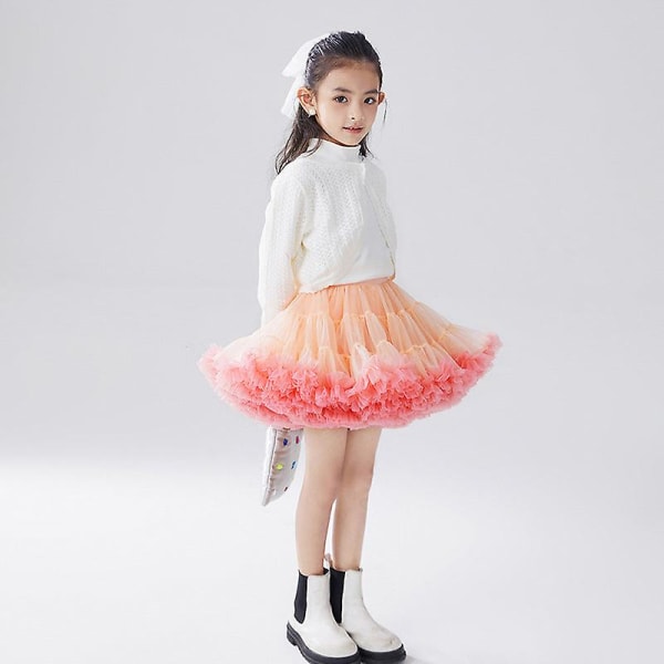 Baby girls tyll tutu kjol ballerina pettiskirt fluffiga barn balett kjolar för fest dans prinsessa tjej tyll kläder 1-10y Cameo brown Xs size height 80-95cm