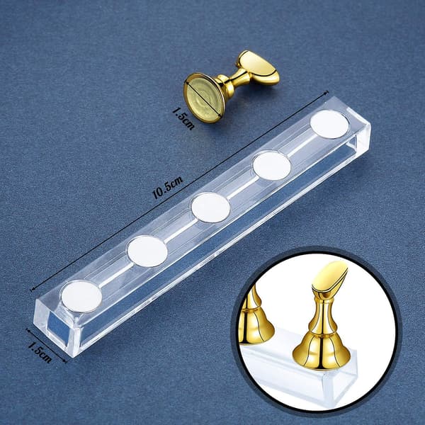 Magnetisk akryl nageldisplay stativ nagelhållare Gold  Silver  Black  White