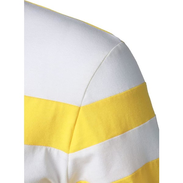 Herr Casual långärmade pikétröjor Kontrastfärg Patchwork T-shirt i bomull Yellow XL