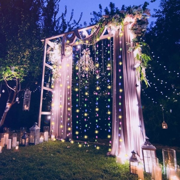 300 LED Vindusgardinlys, Fairy Twinkle Lyslenker med 8 Moduser, USB-drevet Hengende Lys med Fjernkontroll for Jule Soverom 3M x 3M Multicolor
