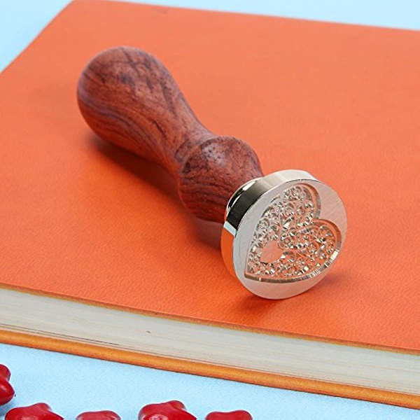 Febbya Seglvoks Stempel med Trehåndtak for Konvolutter Post Brev Invitasjonskort Vinpakke (hjerte)