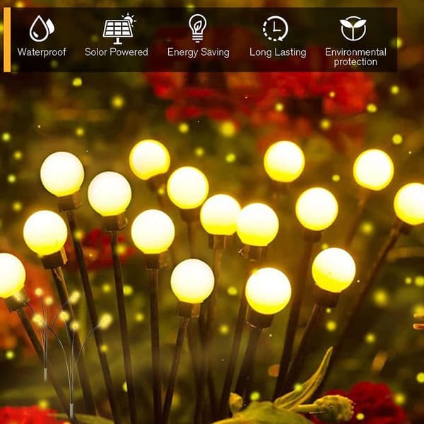 2 stk. Firefly Solcellelamper, 1 Drag 6 Solcelledrevne Hagelys, 3 Moduser Stjerneskudd Utendørs Vanntette Svingende Solcelledrevne Firefly Lys