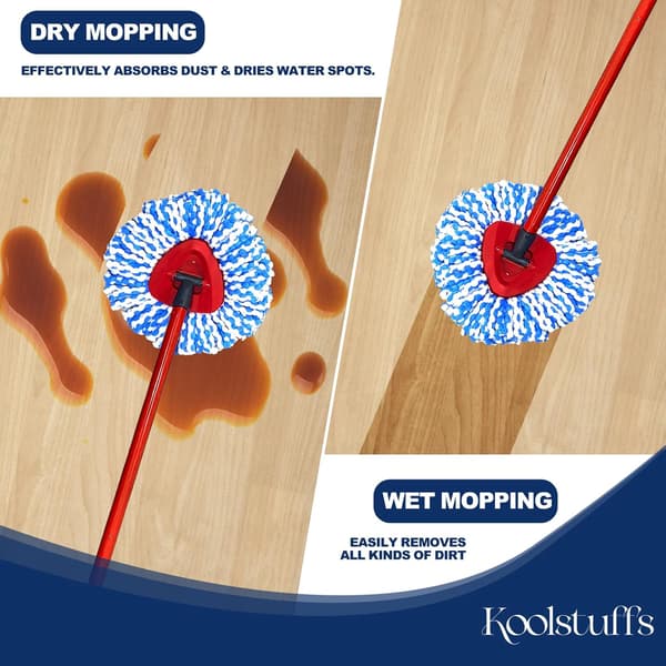 Spin Mop Head Refill, 6 stk. Roterende trekantmoppehode, mikrofiber, kan vaskes i maskin