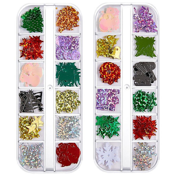 Färgade paljetter nagelkonst, glitter tunna paljetter flingor klistermärken, jul nagel dekaler style 1