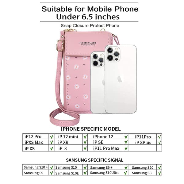 Mobilväska för kvinnor (rosa)