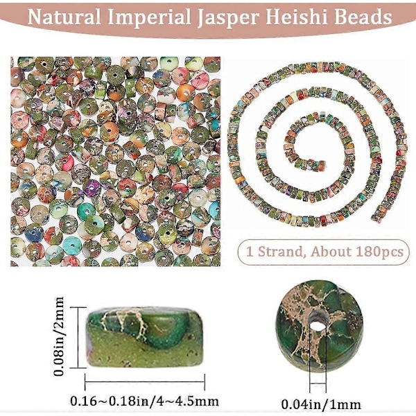 180 st Naturliga Imperial Jaspis Spacer Pärlor 4x2mm Lösa Platta Runda Ädelsten Heishi Skiva Stenpärlor för Pärlning Smyckestillverkning