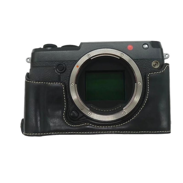 PU-läder halv kropp bottenfodral för Fujifilm GFX50R, skyddande fodral med batterilucka Black