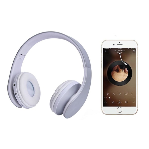 Langattomat Bluetooth-kuulokkeet, sankakuulokkeet mikrofonilla, kokoontaitettavat ja kevyet, MP3-tila ja FM-radio matkapuhelimille, kannettaville tietokoneille ja televisioille Silver