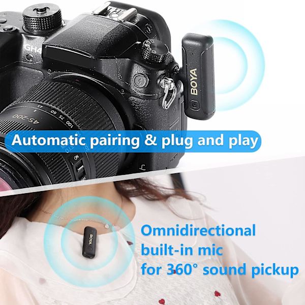 Mini Clip-On Mikrofon til Kamera Plug-and-Play Trådløs Lavalier Mikrofon med 3,5 mm TRS-stik