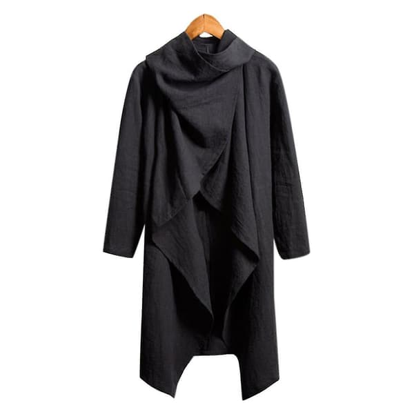 Herr Poncho Kappa med Lång Ärm Höst Vinter Jacka Cape Kappor Ytterkläder Black 2XL