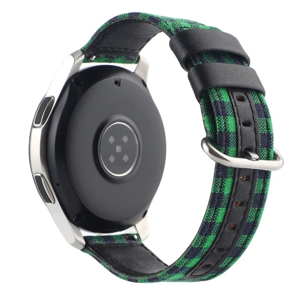 Ovalt spänne nylon + läderarmband för Samsung Galaxy Watch 5 40mm/44mm/ Watch 5 Pro 45mm Black Green Plaid