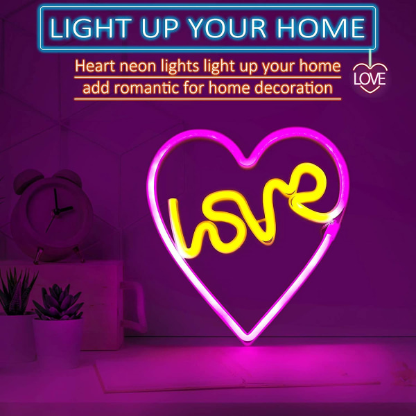 Love Neon Light Sign, Alla hjärtans dag Lights Led Light Neon Signs sovrumsvägg