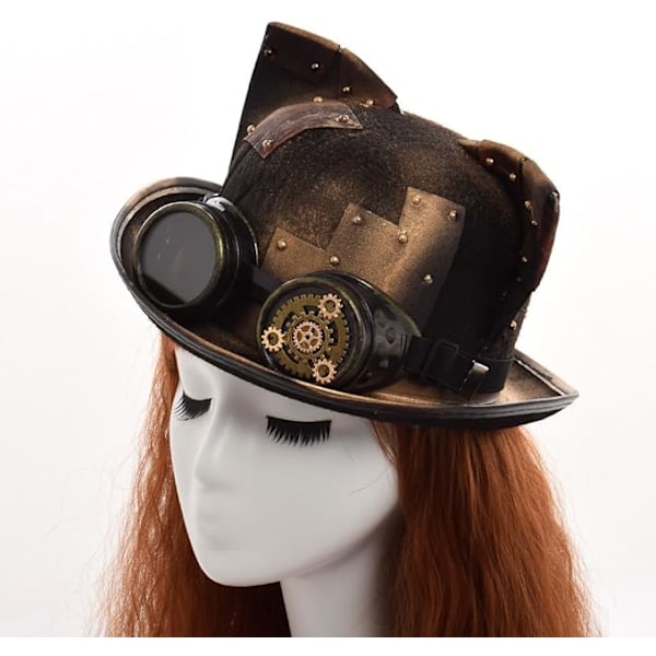 Damhatt med kattöron i steampunk-stil