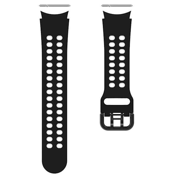 20mm silikoniranneke Samsung Galaxy Watch 5 40mm/44mm / 5 Pro 45mm -kelloon, kaksoisreikäsoljella Black   White