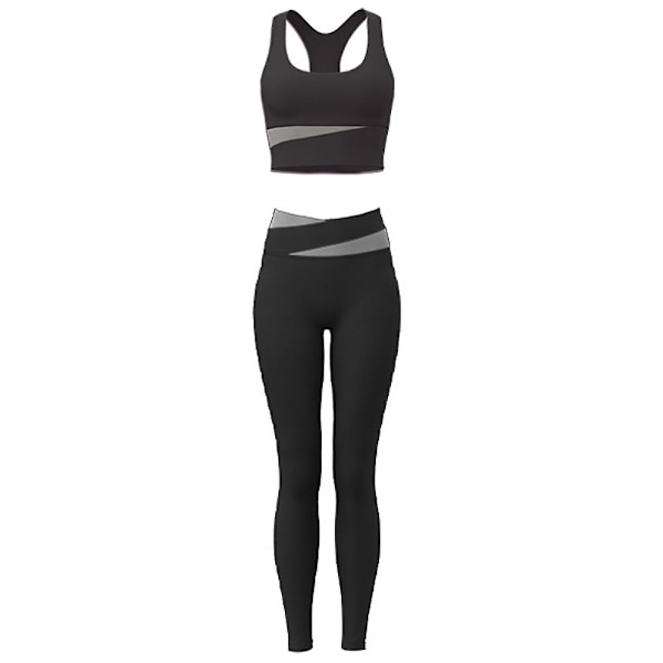 Yoga-antrekk for kvinner, 2-delt sett, treningsdrakt, sports-BH, høy midje, leggings, aktivt treningstøy, atletisk klessett M