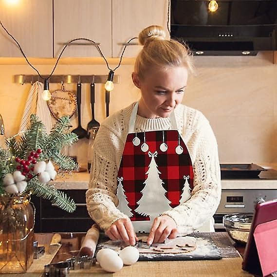 Jul köksförkläden justerbara Buffalo Plaid Sous Vide matlagningsförkläde