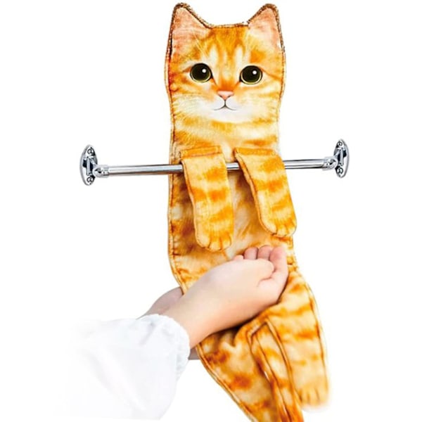 Katt handdukar för badrum kök - söt katt hängande handduk - dekorativa husdjur handdukar - katt dekoration - roliga inflyttningspresenter för kattälskare (oran