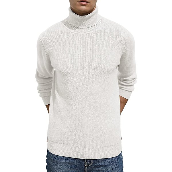 Herre Genser Høyhals Vinter Varm Ull Strikket Pullover Langermet