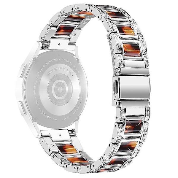 Urrem i rustfrit stål og resin til Huawei Watch GT 2 42mm/Watch 2/Honor Magic Watch 2 42mm Sliver Brown