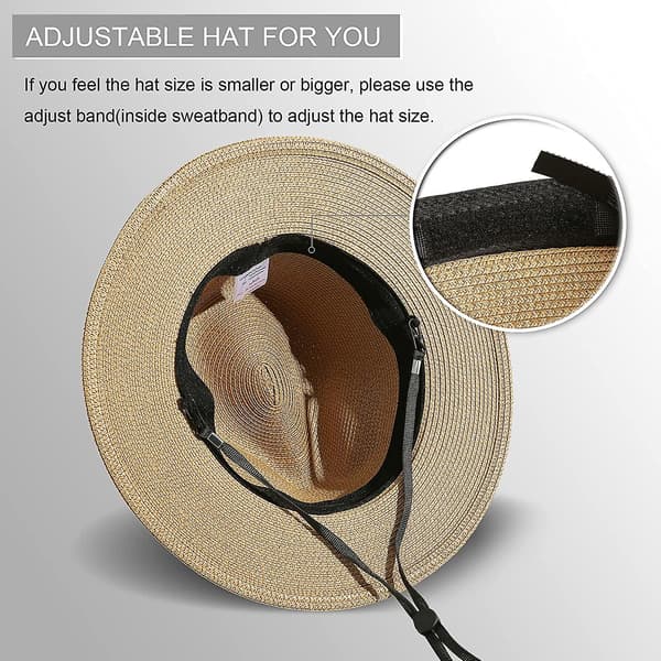 Dam bredbrättad halm Panama rulla upp hatt bälte spänne Fedora strand solhatt Upf50+ Beige