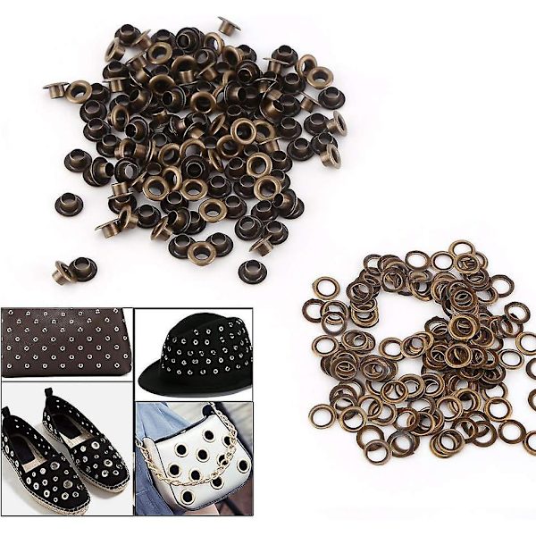 Mässing Ögla Grommets Läderhantverk Tillbehör Fästelement Kit Med Brickor För Reparationer Diy Kläder Dekor Byte (10mm 100 Set)