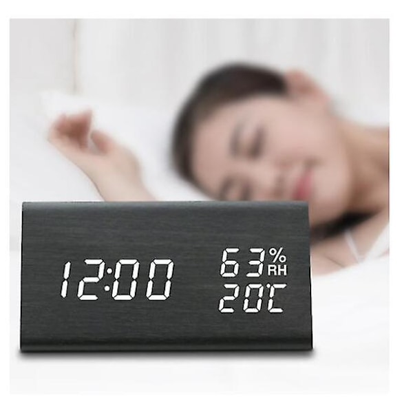 Digital väckarklocka, Elektroniska LED-klockor i trä White